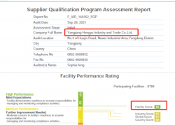 祝陽(yáng)江恒裕工貿(mào)有限公司通過(guò)WCA/SQP驗(yàn)廠，并取得WCA最高等級(jí)綠燈86分